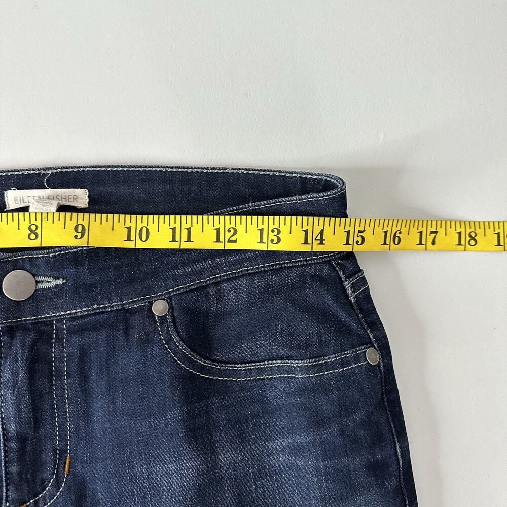 Eileen Fisher Jeans Womens 2 Dark Wash Straight Stretch Frayed hem Midrise‎ - Picture 10 of 14